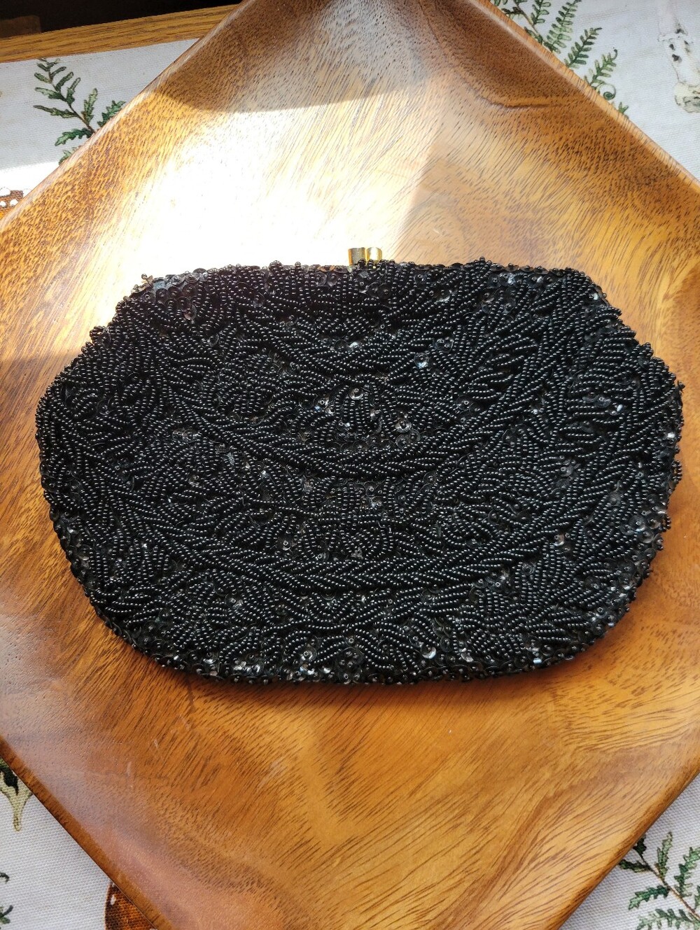Vintage Black Beaded Clutch